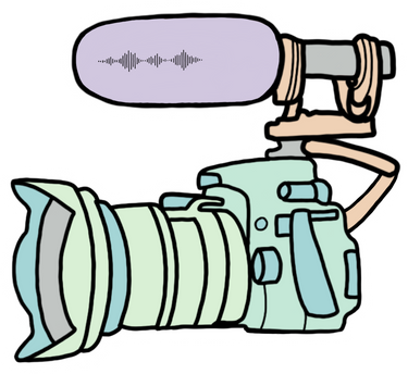 Hand Drawn Camera with Boom Mic Illustration